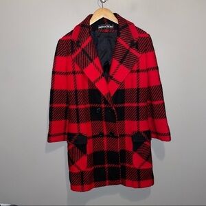 Reflections red plaid peat coat